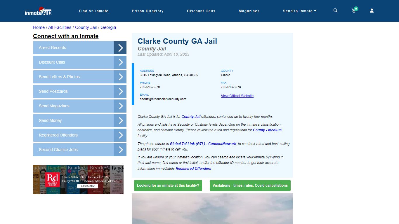 Clarke County GA Jail - Inmate Locator - Athens, GA